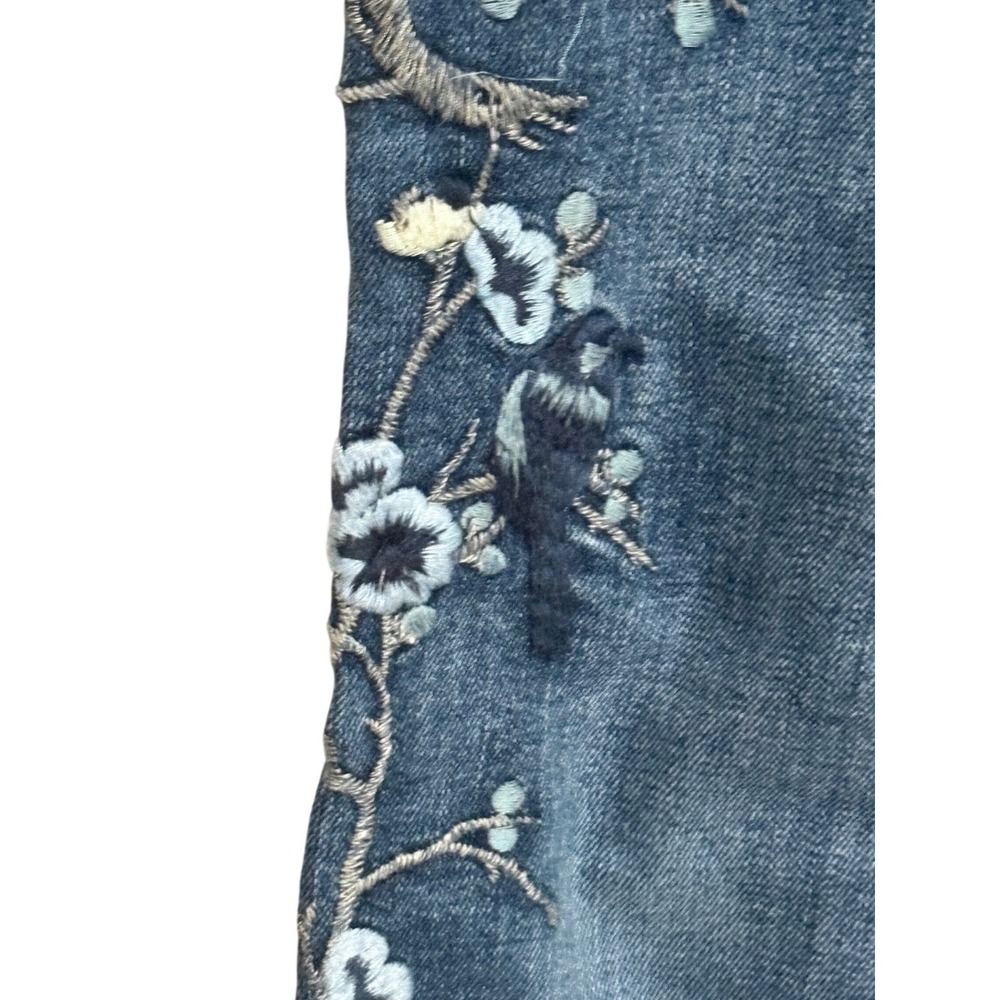 Driftwood Isabel Embroidered Flare Jeans Medium Wash Denim Floral Bird 28 - Picture 5 of 8